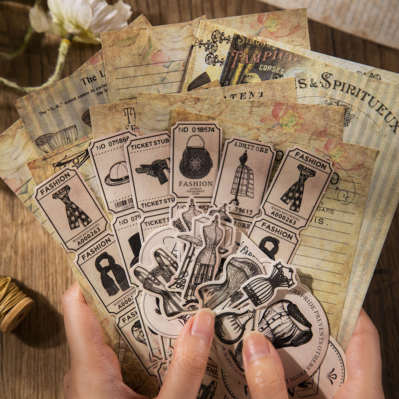 60 pcs Vintage Stickers+materi - Vintage Junk Journal Scrapbooking Paper ulasan dan harga