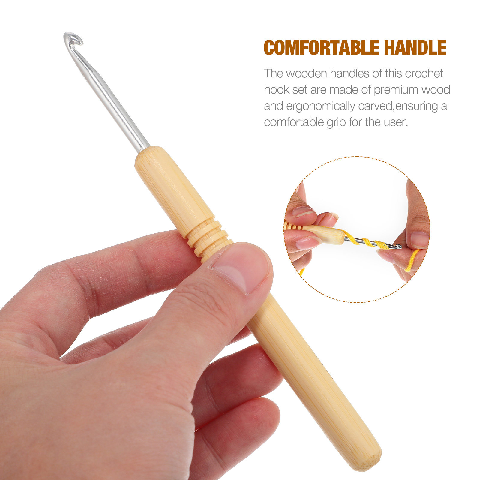 1Set Wooden Crochet Hook Set V - Wooden Crochet Hooks Ergonomic Handle ulasan dan harga