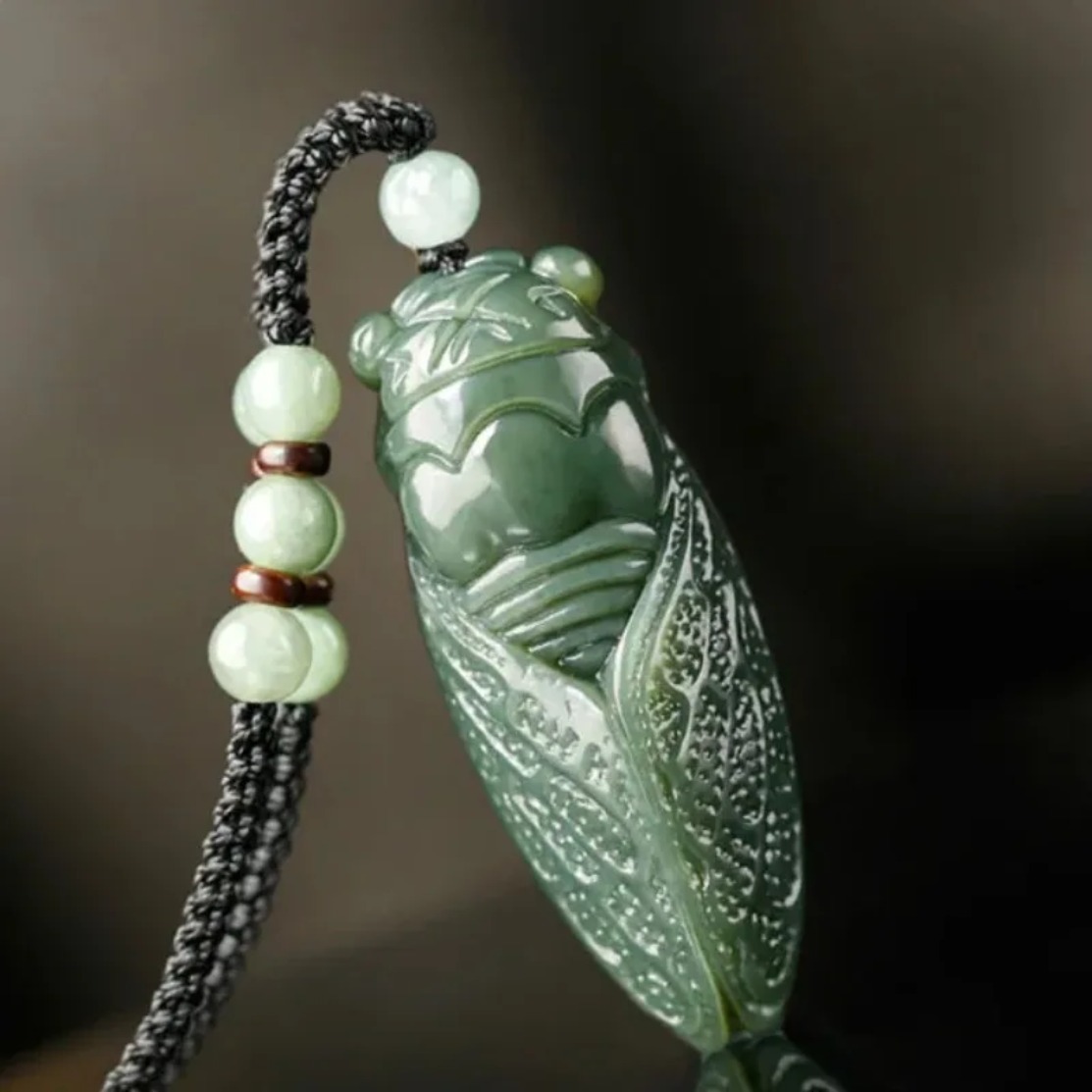 Natural Hetian Jade Cicada Pen - Beading ulasan dan harga