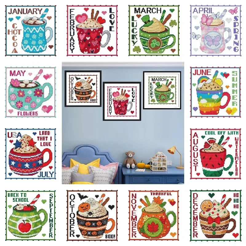 Months Dessert Cup 5D Diamond  - 5D Diamond Painting Kit Full Drill ulasan dan harga