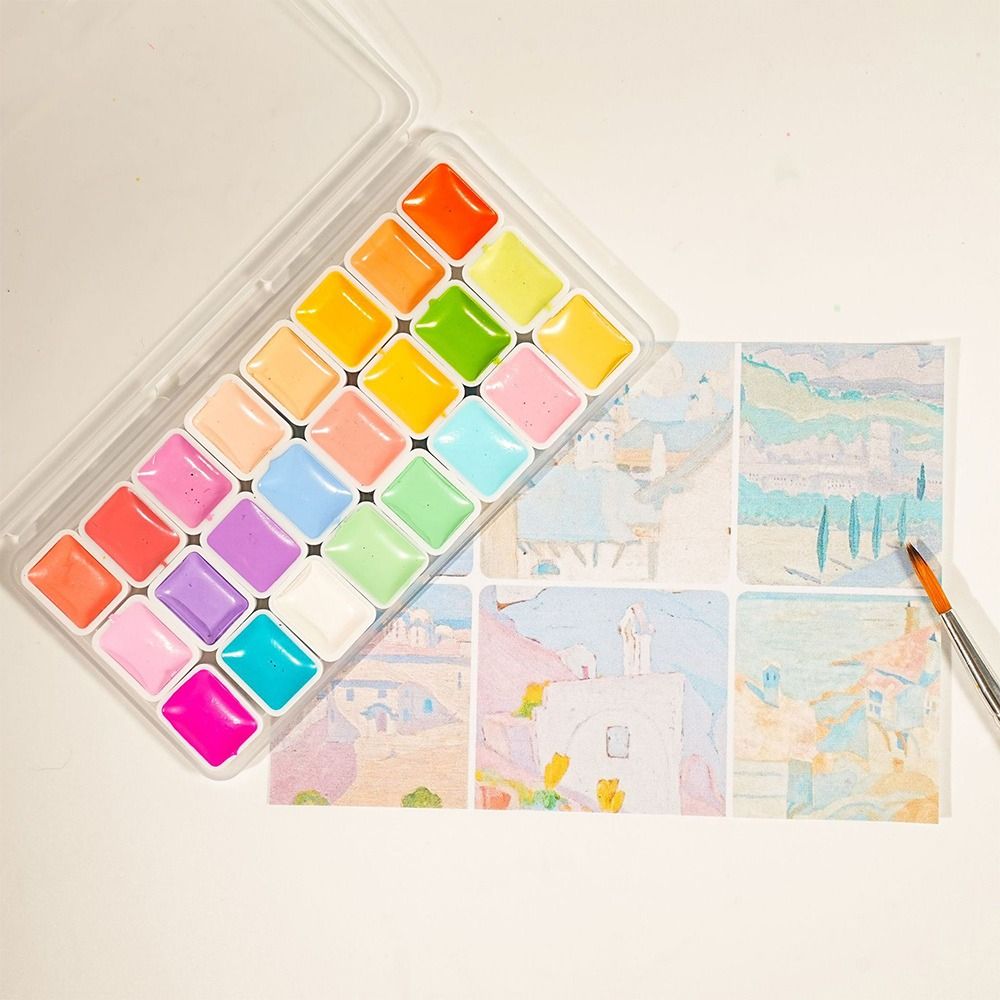 24 Colors Watercolors Paint Se - Watercolor Paint Set Solid Pigment ulasan dan harga
