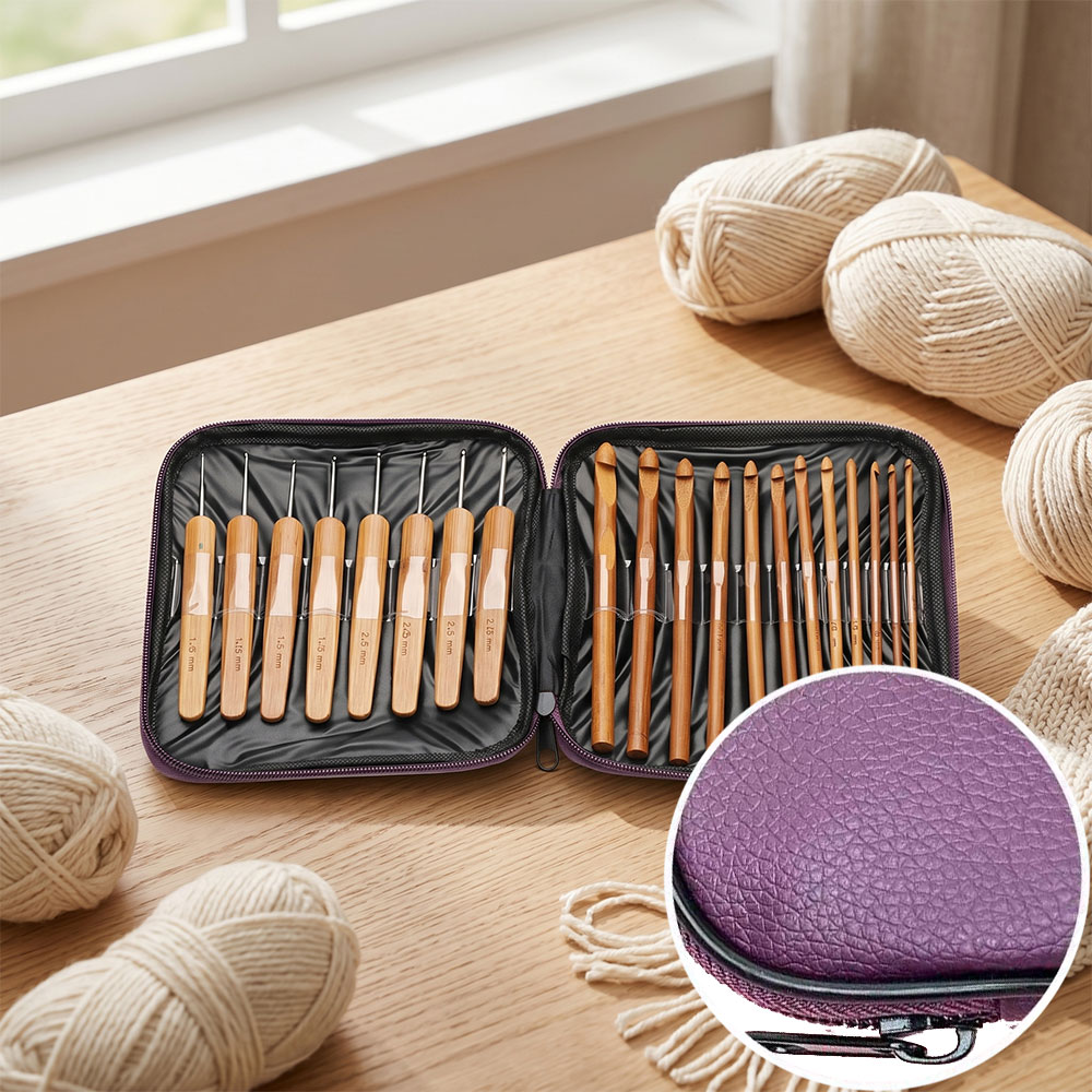 74pcs Bamboo Crochet Hooks Set - Craft Tools ulasan dan harga