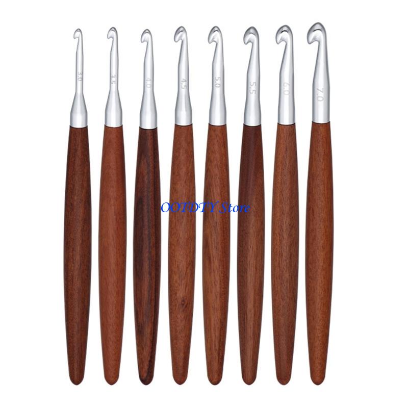 367A 8Pcs Wooden Handle Croche - Wooden Crochet Hooks Ergonomic Handle ulasan dan harga