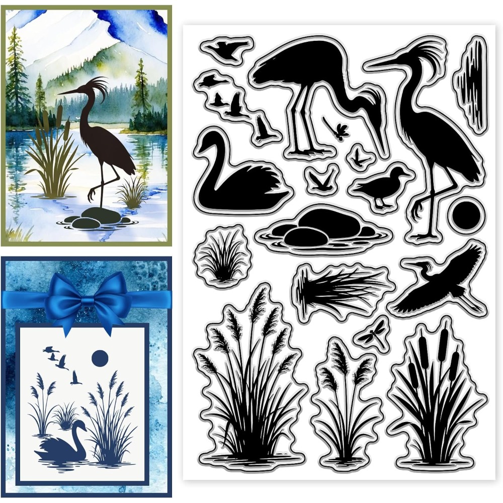Wetlands Birds Pattern Clear S - Clear Silicone Stamps For Card Making ulasan dan harga
