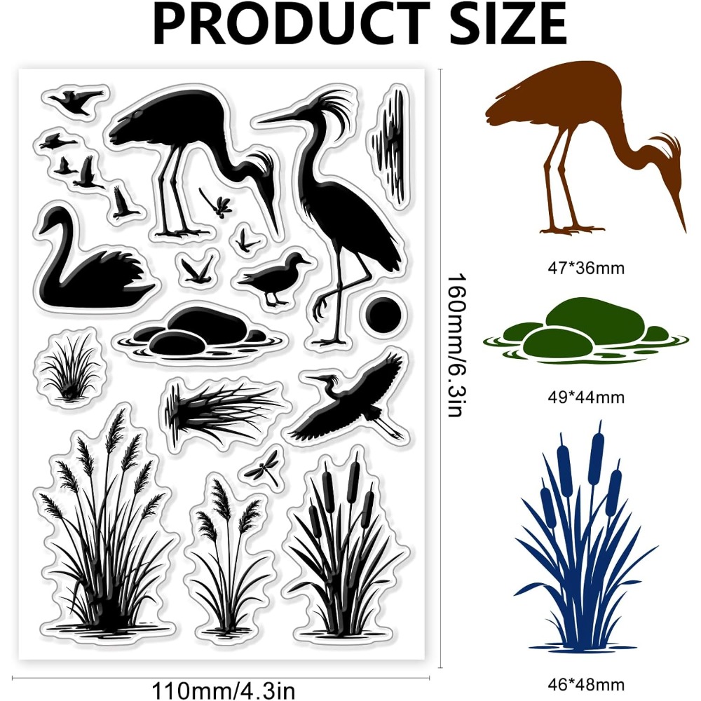 Wetlands Birds Pattern Clear S - Clear Silicone Stamps For Card Making ulasan dan harga