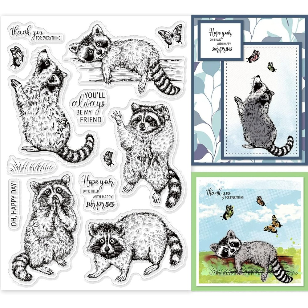 Realistic Raccoons Clear Stamp - Clear Silicone Stamps For Card Making ulasan dan harga