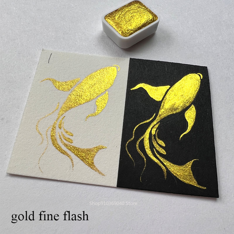 Golden Pearlescent Pigment Sol - Watercolor Paint Set Solid Pigment ulasan dan harga