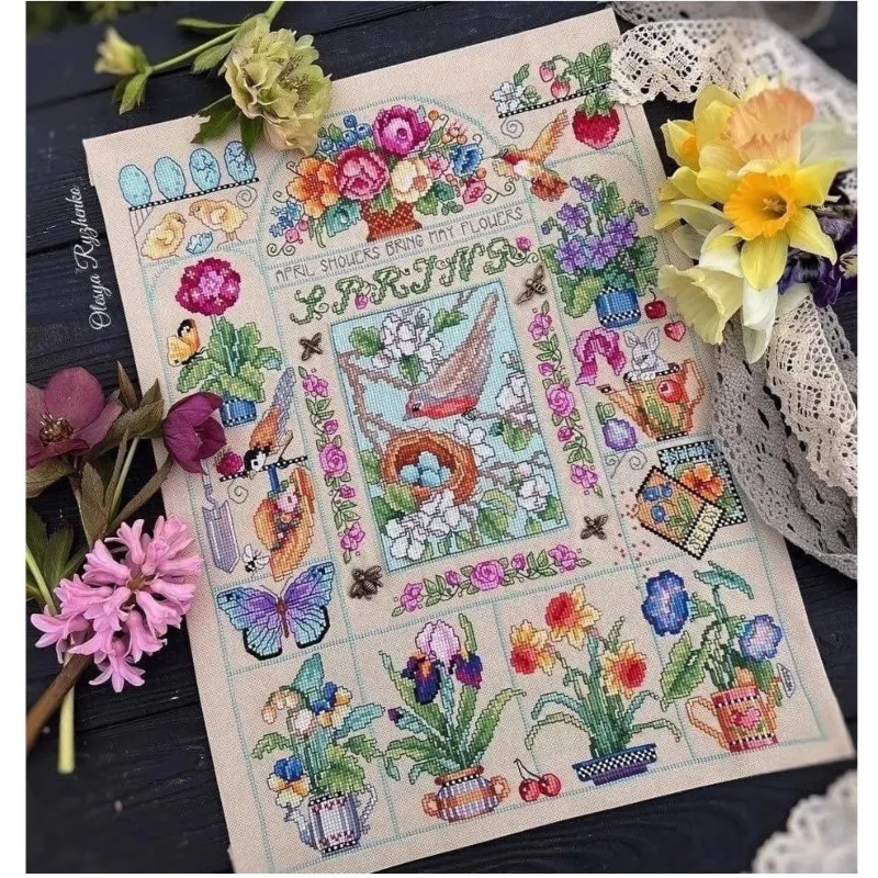 【CC2937 Spring Garden】 Beginne - Cross Stitch Stamped Kits Beginners ulasan dan harga