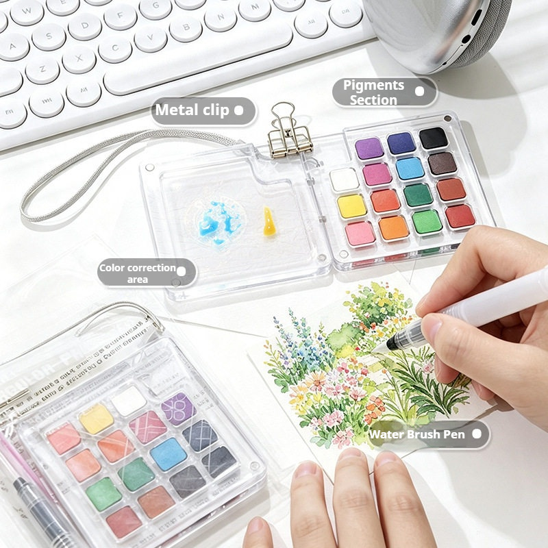 15 Colors Portable Travel Soli - Watercolor Paint Set Solid Pigment ulasan dan harga