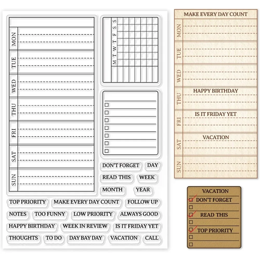 Weekly Plan Clear Stamp Calend - Clear Silicone Stamps For Card Making ulasan dan harga