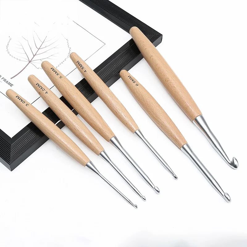 1/11pcs Wooden Handle Crochet  - Wooden Crochet Hooks Ergonomic Handle ulasan dan harga
